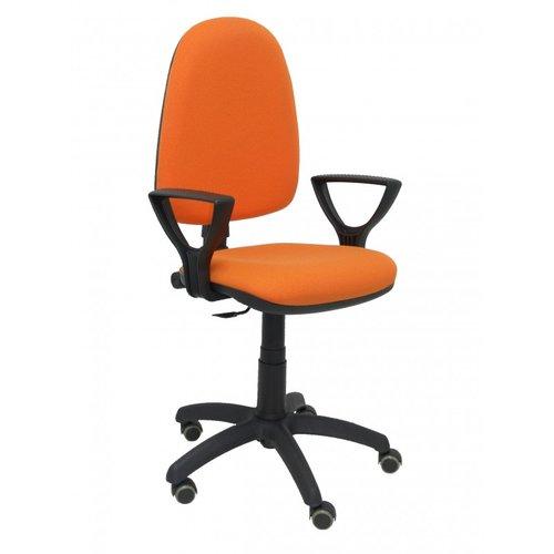 Silla de oficina Aýna con mecanismo Contacto permanente básico tapizada con Tela color Naranja. Equipada con Base poliamida negra, Brazos fijos y Ruedas de parqué Silla de oficina Aýna con mecanismo Contacto permanente básico tapizada con Tela color Naranja. Equipada con Base poliamida negra, Brazos fijos y Ruedas de parqué