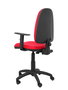 Silla de oficina Aýna con mecanismo Contacto permanente básico tapizada con Tela color Rojo. Equipada con Base poliamida negra, Brazos 1D y Ruedas de nailon 50 mm
