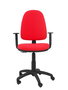 Silla de oficina Aýna con mecanismo Contacto permanente básico tapizada con Tela color Rojo. Equipada con Base poliamida negra, Brazos 1D y Ruedas de nailon 50 mm