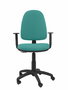 Silla de oficina Aýna con mecanismo Contacto permanente básico tapizada con Tela color Turquesa. Equipada con Base poliamida negra, Brazos 1D y Ruedas de nailon 50 mm