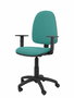 Silla de oficina Aýna con mecanismo Contacto permanente básico tapizada con Tela color Turquesa. Equipada con Base poliamida negra, Brazos 1D y Ruedas de nailon 50 mm