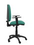 Silla de oficina Aýna con mecanismo Contacto permanente básico tapizada con Tela color Verde esmeralda. Equipada con Base poliamida negra, Brazos 1D y Ruedas de nailon 50 mm