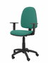 Silla de oficina Aýna con mecanismo Contacto permanente básico tapizada con Tela color Verde esmeralda. Equipada con Base poliamida negra, Brazos 1D y Ruedas de nailon 50 mm