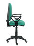 Silla de oficina Aýna con mecanismo Contacto permanente básico tapizada con Tela color Verde esmeralda. Equipada con Base poliamida negra, Brazos fijos y Ruedas de parqué