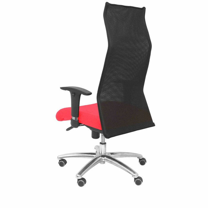 PIQUERAS Y CRESPO Sillón Albacete Sahuco con Mecanismo Sincro, Asiento Rojo y Malla Negra