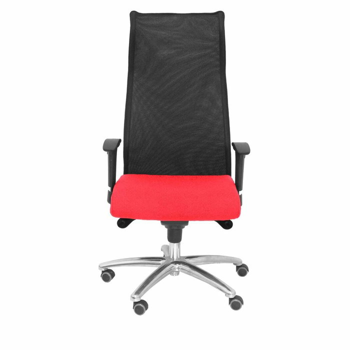 PIQUERAS Y CRESPO Sillón Albacete Sahuco con Mecanismo Sincro, Asiento Rojo y Malla Negra