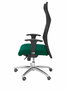 Sillón Albacete con mecanismo Sincro tapizada con Tela color Verde esmeralda y malla color Negro. Equipado con Base aluminio, Brazos 1D y Ruedas de parqué