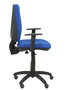 Silla de oficina Elche con mecanismo Contacto permanente básico tapizada con Tela color Azul. Equipada con Base poliamida negra, Brazos 1D y Ruedas de parqué