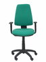 Silla de oficina Elche con mecanismo Contacto permanente básico tapizada con Tela color Verde esmeralda. Equipada con Base poliamida negra, Brazos 1D y Ruedas de nailon 50 mm