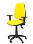 Silla de oficina Elche con mecanismo Asincro tapizada con Tela color Amarillo. Equipada con Base poliamida negra, Brazos 1D y Ruedas de parqué