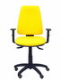 Silla de oficina Elche con mecanismo Asincro tapizada con Tela color Amarillo. Equipada con Base poliamida negra, Brazos 1D y Ruedas de parqué