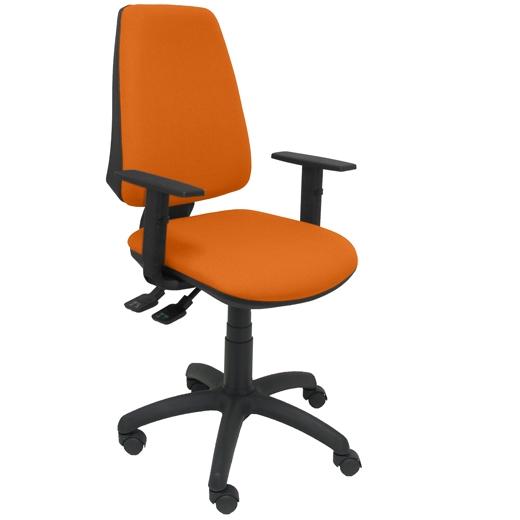 PIQUERAS Y CRESPO Silla Elche con mecanismo asíncrono, brazos regulables y tejido Bali naranja