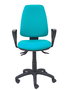 Silla de oficina Elche con mecanismo Asincro tapizada con Tela color Turquesa. Equipada con Base poliamida negra, Brazos fijos y Ruedas de nailon 50 mm