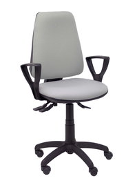 Silla de oficina Elche con mecanismo Asincro tapizada con Tela color Gris. Equipada con Base poliamida negra, Brazos fijos y Ruedas de nailon 50 mm