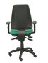 Silla de oficina Elche con mecanismo Asincro tapizada con Tela color Verde esmeralda. Equipada con Base poliamida negra, Brazos 1D y Ruedas de nailon 50 mm