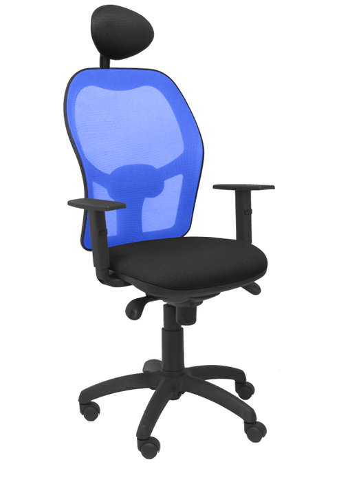 Piqueras Y Crespo Silla Jorquera Malla Azul y Asiento Bali Negro con Cabecero Fijo Piqueras Y Crespo Silla Jorquera Malla Azul y Asiento Bali Negro con Cabecero Fijo