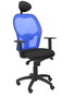Piqueras y Crespo Silla Jorquera con Malla Azul y Asiento Bali Negro con Cabecero Fijo