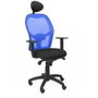 Piqueras y Crespo Silla Jorquera con Malla Azul y Asiento Bali Negro con Cabecero Fijo
