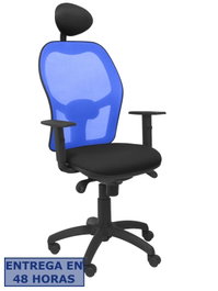 Piqueras y Crespo Silla Jorquera con Malla Azul y Asiento Bali Negro con Cabecero Fijo