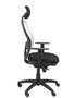 Silla de oficina Jorquera con mecanismo Sincro tapizada con Tela color Negro y malla color Blanco. Equipada con lumbar 1D, Brazos 1D, Cabecero Fijo y Ruedas de nailon 50 mm