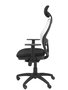 Silla de oficina Jorquera con mecanismo Sincro tapizada con Tela color Negro y malla color Blanco. Equipada con lumbar 1D, Brazos 1D, Cabecero Fijo y Ruedas de nailon 50 mm