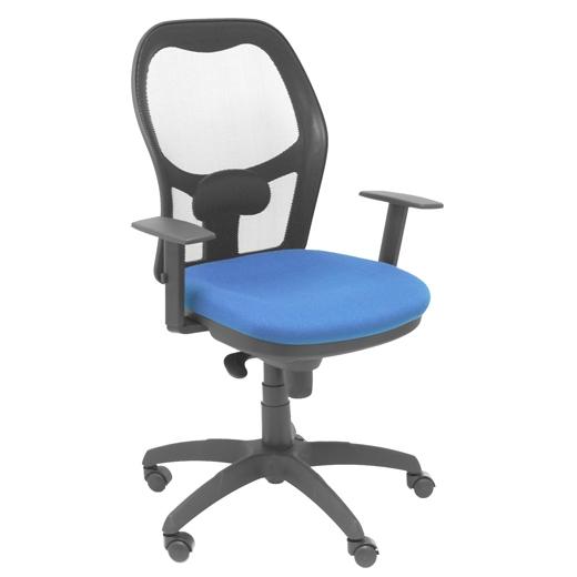 PIQUERAS Y CRESPO Silla Jorquera con Mecanismo Sincro, Malla Negra y Asiento Azul Marino