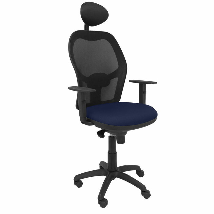 Piqueras Y Crespo Silla Jorquera con Mecanismo Sincro, Malla Negra y Asiento Azul Marino