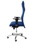 Sillón Albacete con mecanismo Sincro tapizada con Tela color Azul marino. Equipado con Base aluminio, Brazos 1D y Ruedas de parqué