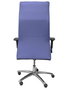 Sillón Albacete con mecanismo Sincro tapizada con Tela color Azul claro. Equipado con Base aluminio, Brazos 1D y Ruedas de parqué