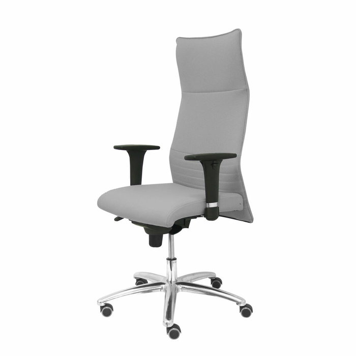 PIQUERAS Y CRESPO Sillón Albacete con Mecanismo Sincro, Tela Gris Claro y Base de Aluminio