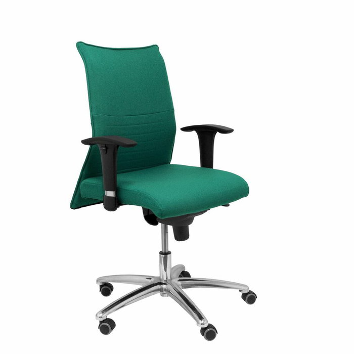 PIQUERAS Y CRESPO Silla Albacete Confidente con Mecanismo Sincro, Tela Verde Esmeralda y Base de Aluminio