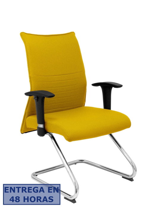 PIQUERAS Y CRESPO Silla Albacete Confidente Tapizada Bali Amarillo con Patín Cromado