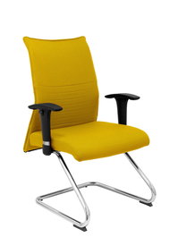 Silla Albacete confidente tapizada con Tela color Amarillo. Brazos 1D y No aplica