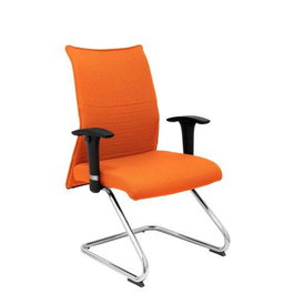 Silla Albacete confidente tapizada con Tela color Naranja. Brazos 1D y No aplica