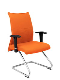 Silla Albacete confidente tapizada con Tela color Naranja. Brazos 1D y No aplica