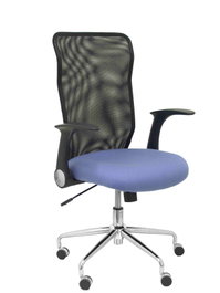PIQUERAS Y CRESPO Silla Minaya con brazos abatibles, respaldo de malla negro y asiento azul claro