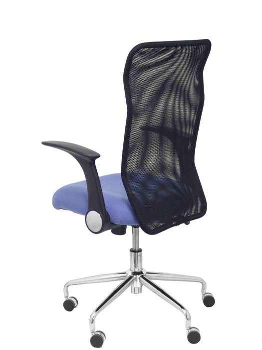 PIQUERAS Y CRESPO Silla Minaya con brazos abatibles, respaldo de malla negro y asiento azul claro
