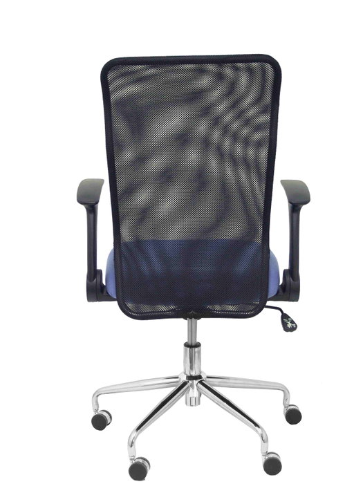 PIQUERAS Y CRESPO Silla Minaya con brazos abatibles, respaldo de malla negro y asiento azul claro
