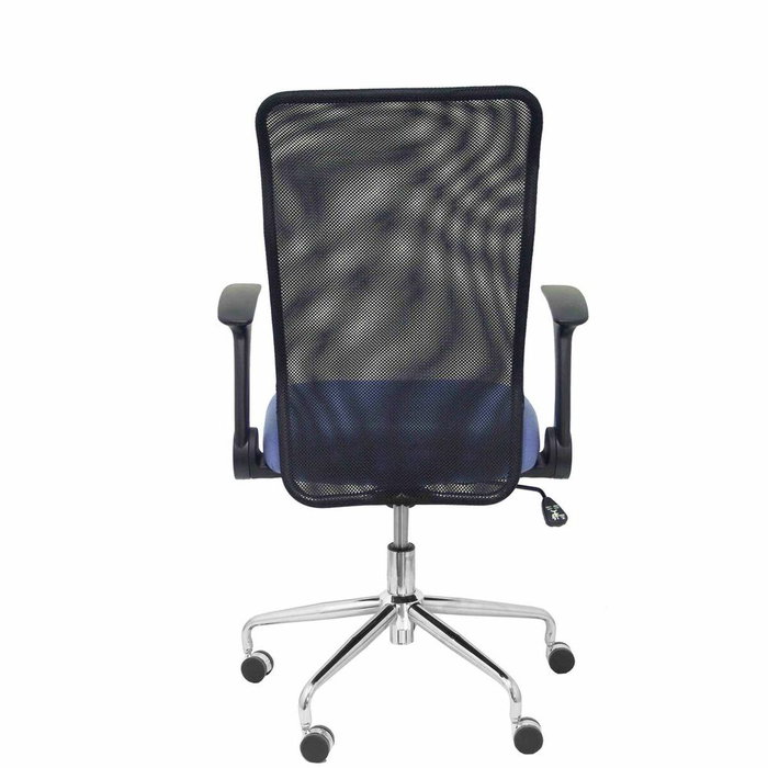 PIQUERAS Y CRESPO Silla Minaya con brazos abatibles, respaldo de malla negro y asiento azul claro