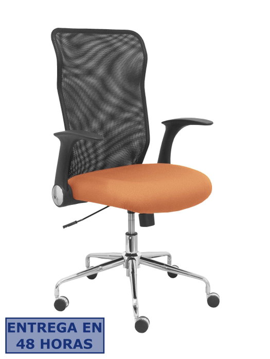 PIQUERAS Y CRESPO Silla Minaya con brazos abatibles, respaldo de malla negro y asiento marrón PIQUERAS Y CRESPO Silla Minaya con brazos abatibles, respaldo de malla negro y asiento marrón