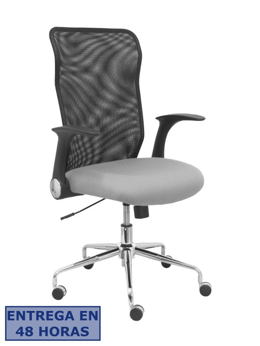 PIQUERAS Y CRESPO Silla Minaya con brazos abatibles, respaldo de malla negro y asiento gris PIQUERAS Y CRESPO Silla Minaya con brazos abatibles, respaldo de malla negro y asiento gris