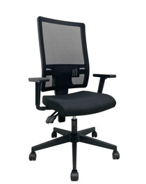 Silla de oficina TakTik con mecanismo Contacto permanente básico tapizada con Tela color Negro. Equipada con lumbar 1D, Brazos 1D y Ruedas autofrenantes
