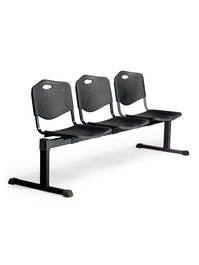 Piqueras y Crespo Bancada de Espera 3 Plazas Asiento y Respaldo PVC Negro Estructura Hierro