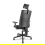 Silla de oficina I-Line con mecanismo Contacto permanente de doble maneta tapizada con Tela color Negro. Equipada con Base poliamida negra, Brazos 1D, Cabecero Fijo y Ruedas autofrenantes