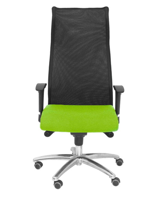 Sillón Albacete con mecanismo Sincro tapizada con Tela color Pistacho y malla color Negro. Equipado con Base aluminio, Brazos 1D y Ruedas de parqué Sillón Albacete con mecanismo Sincro tapizada con Tela color Pistacho y malla color Negro. Equipado con Base aluminio, Brazos 1D y Ruedas de parqué