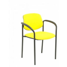Silla Styl tapizada con Tela color Amarillo. Brazos fijos