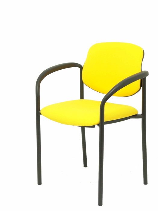 Silla Styl tapizada con Tela color Amarillo. Brazos fijos