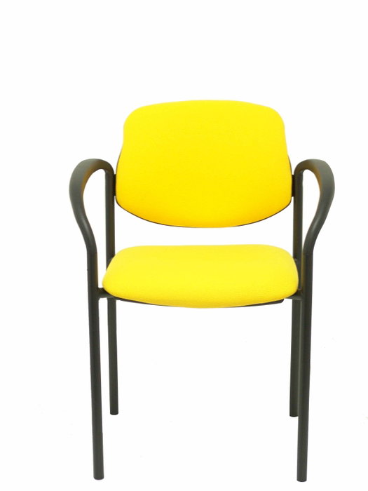 Silla Styl tapizada con Tela color Amarillo. Brazos fijos