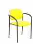 Silla Styl tapizada con Tela color Amarillo. Brazos fijos