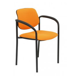 Silla Piqueras Y Crespo Villalgordo Confidente Brazos Fijos Chasis Negro Asiento Y Respaldo Tapizados Bali Naranja